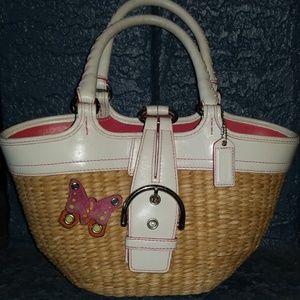 Coach straw butterfly purse